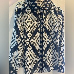 Tory Burch blue long sleeve blouse